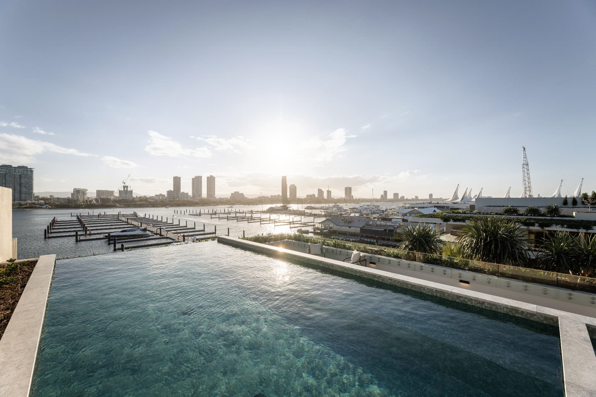 Pool and Broadwater views